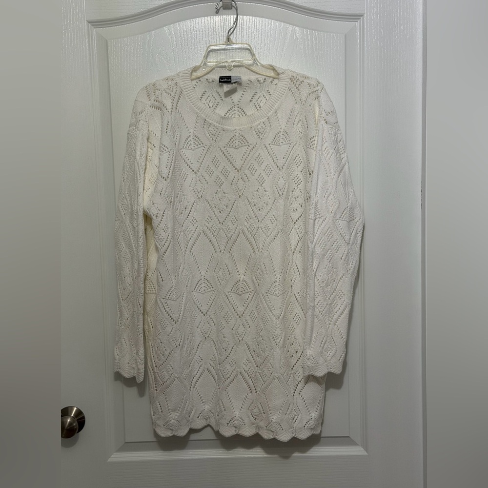 White Knit Pullover Tunic Sweater